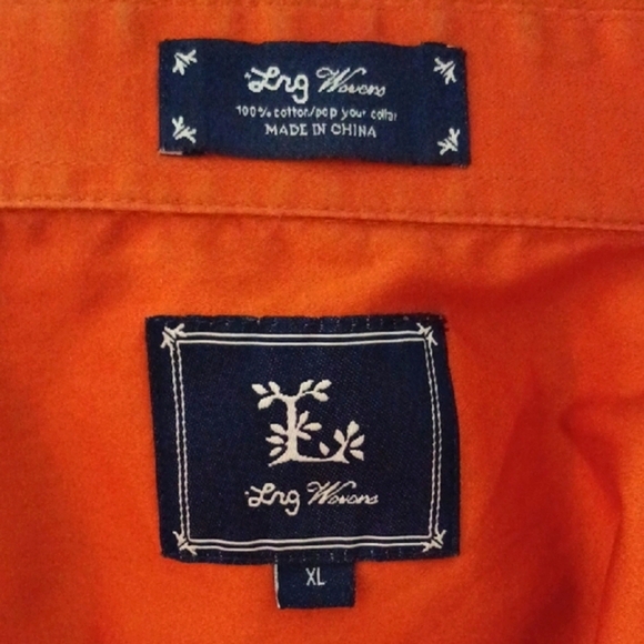 Lrg Wovens Orange Casual Button Down Shirt, XL - Picture 2 of 6